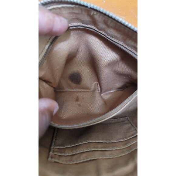 Fossil Crossbody Leather Bag Beige Small Purse With Adjustable Strap & Zippered - Picture 7 of 14